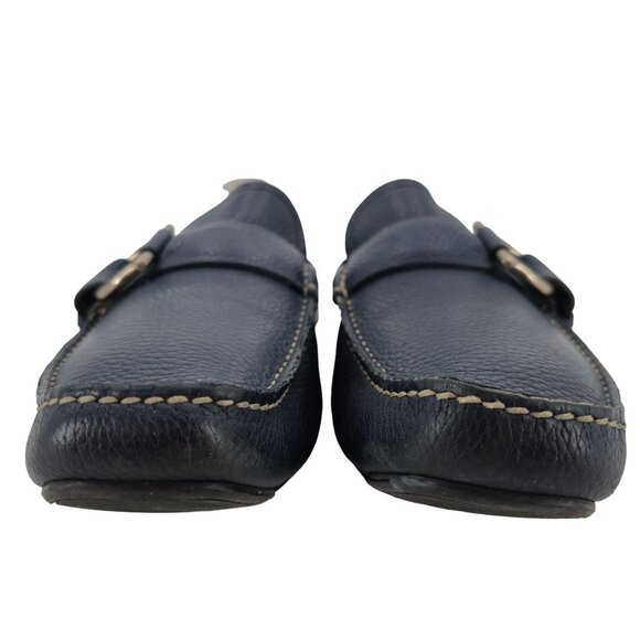 Salvatore Ferragamo Mens 9.5 Navy Blue Leather Driving Loafers Dress Shoes Italy - Picture 9 of 13